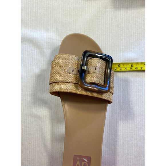 Dolce Vita Raffia Buckle Slide Sandals Neutral Platform Chic 10m - Picture 4 of 6